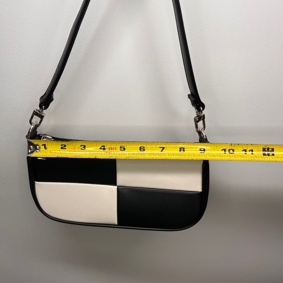 Black White Checkerboard Shoulder Bag Small Trendy Purse Y2K Style - Picture 5 of 8